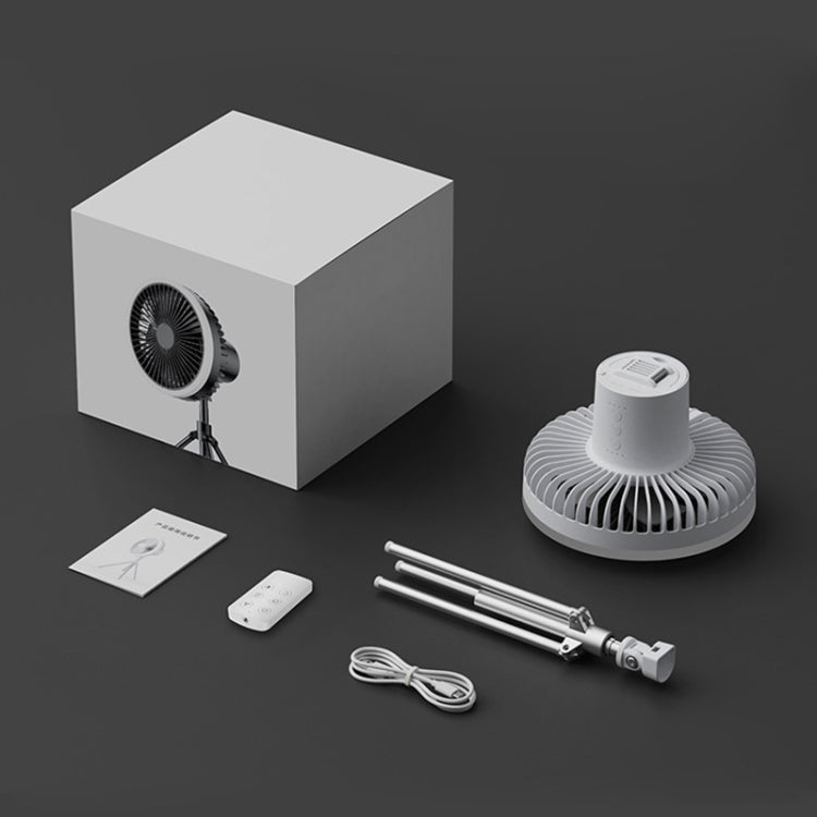 DQ216 10000mAh Outdoor Portable Liftable Swivel Head Camping Fan Tent Hanging Vertical Colorful Light with Remote Control(Khaki) - Electric Fans by PMC TechLife | Online Shopping South Africa | PMC TechLife | Buy Now Pay Later Mobicred