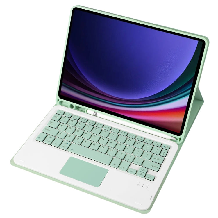 For Samsung Galaxy Tab S9 FE A710B-A Candy Color TPU Touch Bluetooth Keyboard Leather Tablet Case with Pen Holder(Light Green) - Samsung Keyboard by PMC TechLife | Online Shopping South Africa | PMC TechLife