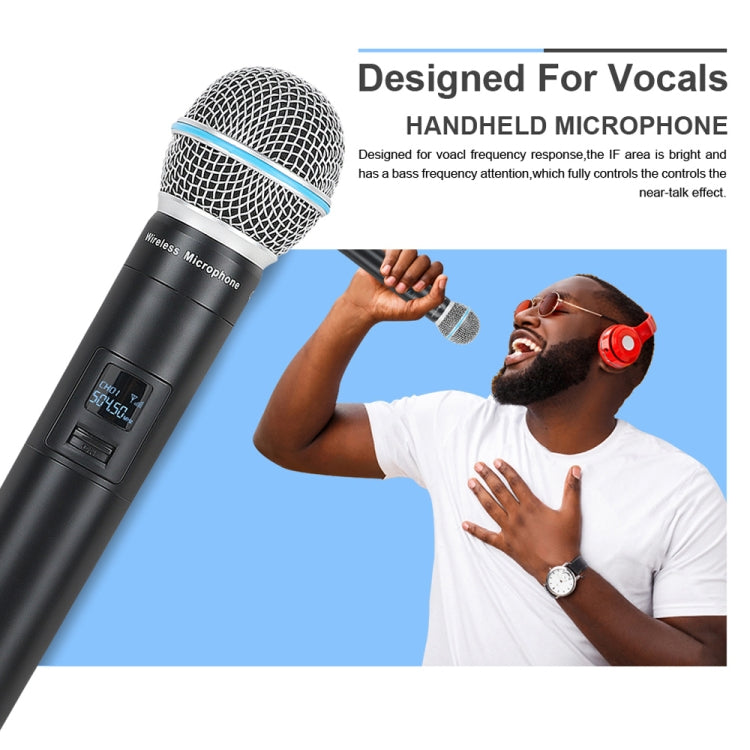 XTUGA A140-HB Wireless Microphone System 4 Channel Handheld Lavalier Headset Microphone(EU Plug)