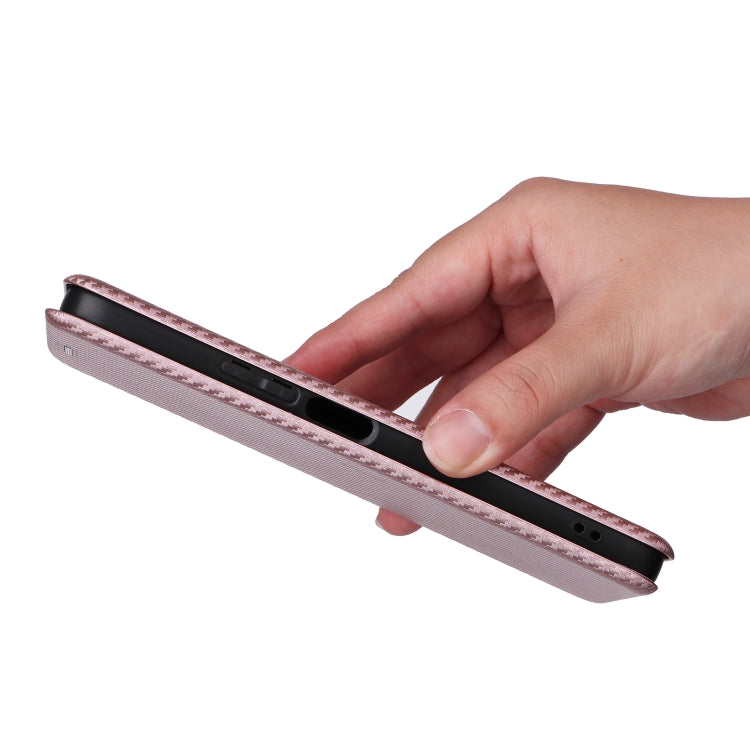 For Honor X6a 4G Carbon Fiber Texture Flip Leather Phone Case(Pink) - Honor Cases by PMC TechLife | Online Shopping South Africa | PMC TechLife