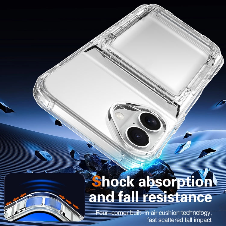 For iPhone 16 Crystal Clear Flip Card Slot Phone Case(Transparent)
