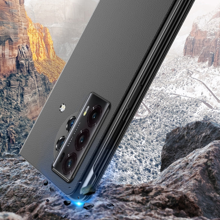 For Honor Magic V2 Electroplated Mirror Protective Phone Case with Holder(Blue) - Honor Cases by PMC TechLife | Online Shopping South Africa | PMC TechLife | Buy Now Pay Later Mobicred