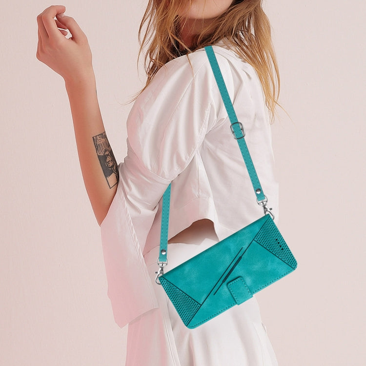 For Motorola Moto G Play 2024 Dream Triangle Leather Phone Case with Lanyard(Green) - Motorola Cases by PMC Jewellery | Online Shopping South Africa | PMC Jewellery | Buy Now Pay Later Mobicred