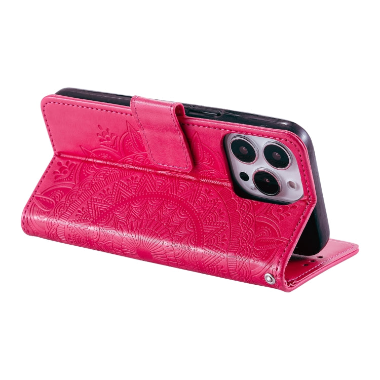 For iPhone 16 Pro Totem Flower Embossed Leather Phone Case(Red) - iPhone 16 Pro Cases by PMC TechLife | Online Shopping South Africa | PMC TechLife | Buy Now Pay Later Mobicred