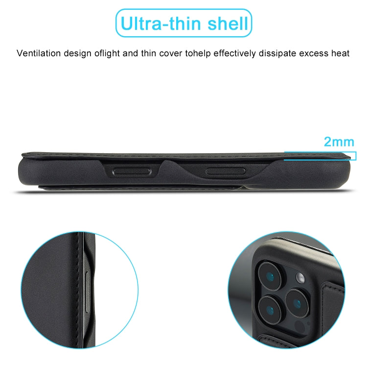 For iPhone 16 Pro Max LC.IMEEKE Hon Ancient Series Flip Leather Phone Case(Black)