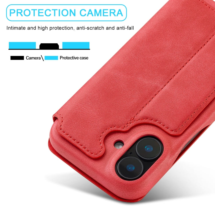 For iPhone 16 Plus LC.IMEEKE Hon Ancient Series Flip Leather Phone Case(Red) - free shipping - PMC Jewellery - Order now!