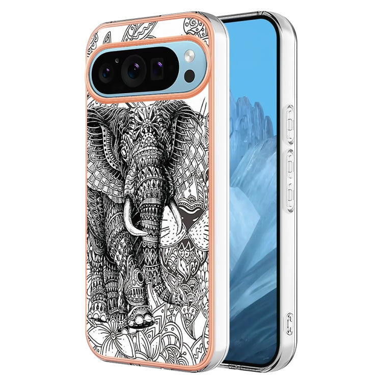 For Google Pixel 9 Pro XL Electroplating Dual-side IMD Phone Case(Totem Elephant)