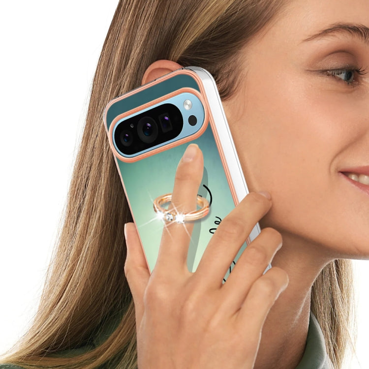 For Google Pixel 9 / 9 Pro Electroplating Dual-side IMD Phone Case with Ring Holder(Smile) - Google Cases by PMC TechLife | Online Shopping South Africa | PMC TechLife | Buy Now Pay Later Mobicred