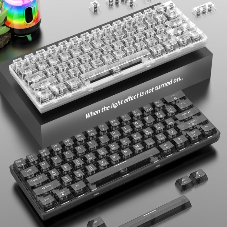 XUNFOX K30 Pro 2.4G + BT + Wired Transparent 61-Keys Mechanical White Axis Keyboard(White)