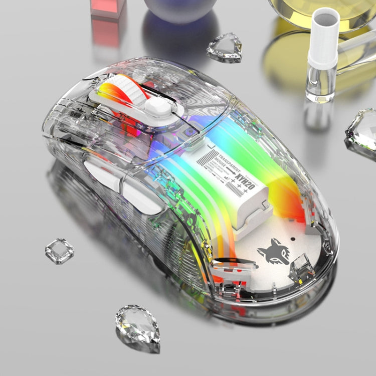 XUNFOX XYH20RGB 2.4G + BT + Wired Transparent 2400DPI RGB Light Gaming Mouse(White)