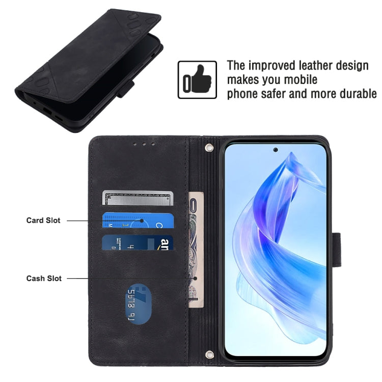 For Honor 90 Lite Skin-feel Embossed Leather Phone Case(Black) - Honor Cases by PMC TechLife | Online Shopping South Africa | PMC TechLife