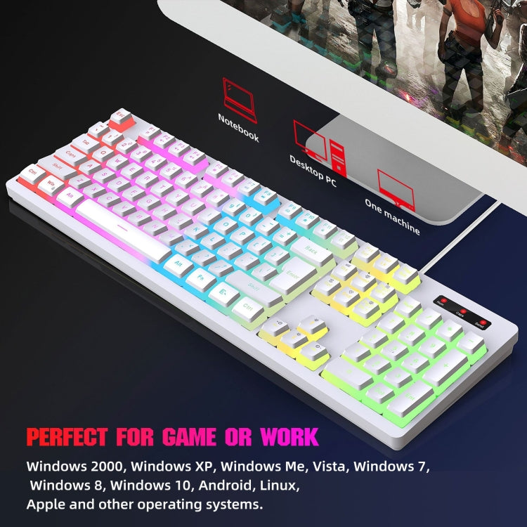 HXSJ L200+X100 Wired RGB Backlit Keyboard and Mouse Set 104 Pudding Key Caps + 3600DPI Mouse(Black) - free shipping - PMC Jewellery - Order now!