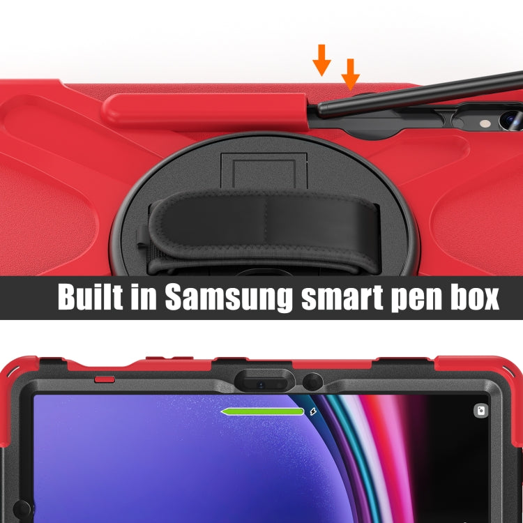 For Samsung Galaxy Tab S9 / S8 / S7 Rotary Handle Grab TPU + PC Tablet Case(Red)