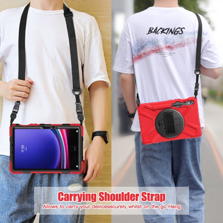 For Samsung Galaxy Tab S9 / S8 / S7 Rotary Handle Grab TPU + PC Tablet Case(Red)
