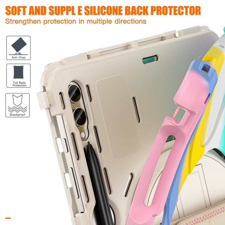 For Samsung Galaxy Tab S9+ / S8+ Rotatable Kickstand Grip Heavy Duty Hard Rugged Tablet Case(Colorful Pink) - Other Galaxy Tab PC by PMC Jewellery | Online Shopping South Africa | PMC Jewellery | Buy Now Pay Later Mobicred