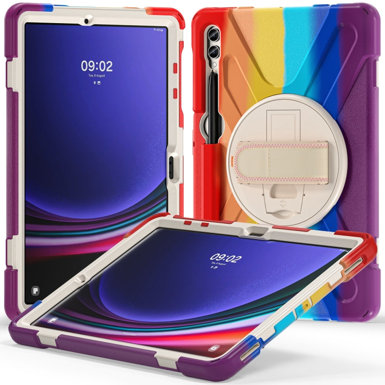 For Samsung Galaxy Tab S9+ / S8+ Rotary Handle Grab TPU + PC Tablet Case(Colorful Red)