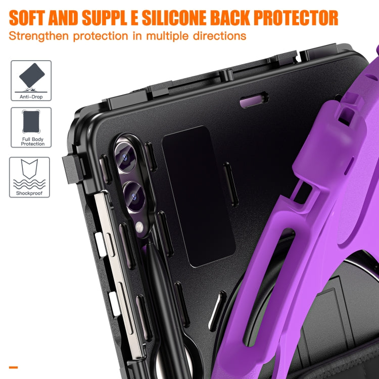 For Samsung Galaxy Tab S9+ / S8+ Rotatable Kickstand Grip Heavy Duty Hard Rugged Tablet Case(Purple) - Other Galaxy Tab PC by PMC Jewellery | Online Shopping South Africa | PMC Jewellery | Buy Now Pay Later Mobicred