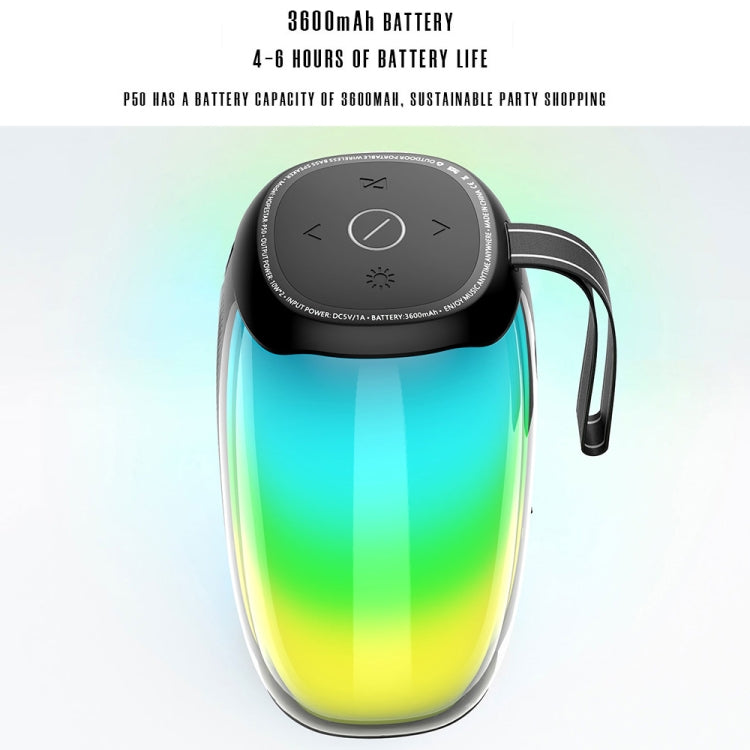 HOPESTAR P50 IPX6 Water-resistant Outdoor Portable RGB Light Bluetooth Speaker(Black)