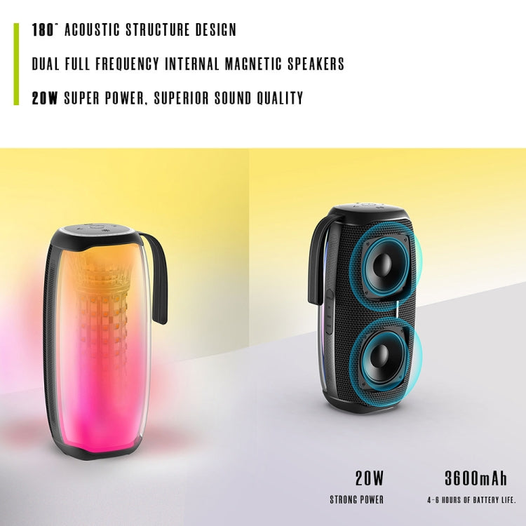 HOPESTAR P50 IPX6 Water-resistant Outdoor Portable RGB Light Bluetooth Speaker(Black)