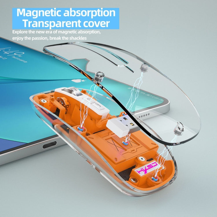 HXSJ T900 Transparent Magnet Three-mode Wireless Gaming Mouse(Grey)