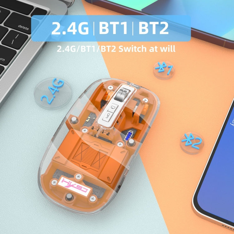 HXSJ T900 Transparent Magnet Three-mode Wireless Gaming Mouse(Blue)