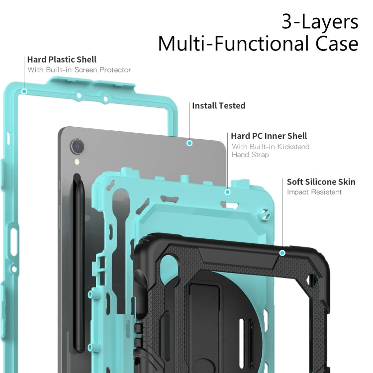 For Samsung Galaxy Tab S9 / S9 FE Silicone + PC Tablet Case(Black+Light Blue)