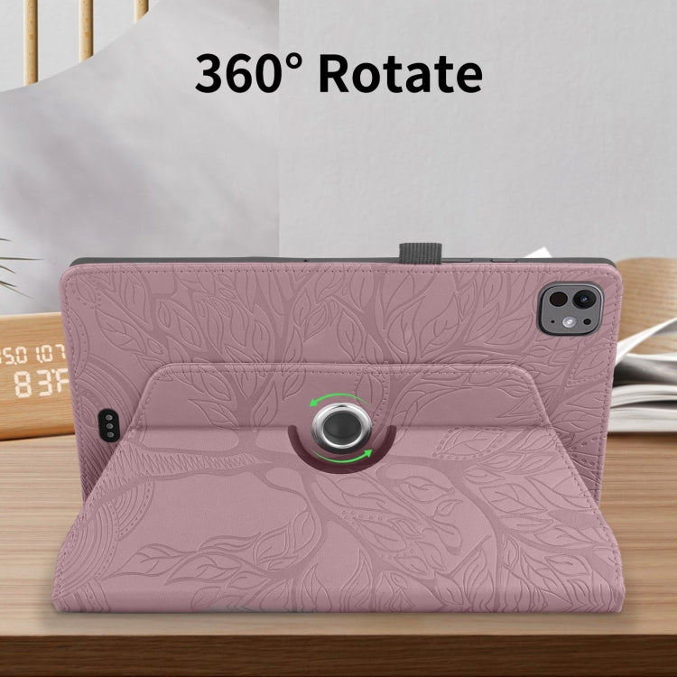 For iPad Pro 11 2024 Tree Life Embossed Rotation Leather Smart Tablet Case(Rose Gold) - iPad Pro 11 2024 Cases by PMC TechLife | Online Shopping South Africa | PMC TechLife | Buy Now Pay Later Mobicred