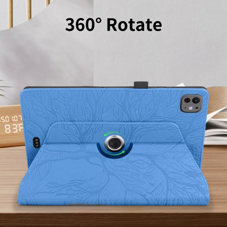 For iPad Pro 11 2024 Tree Life Embossed Rotation Leather Smart Tablet Case(Blue) - iPad Pro 11 2024 Cases by PMC TechLife | Online Shopping South Africa | PMC TechLife | Buy Now Pay Later Mobicred