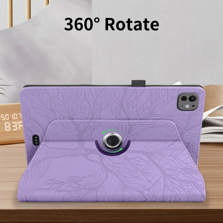 For iPad Pro 13 2024 Tree Life Embossed Rotation Leather Smart Tablet Case(Purple) - iPad Pro 13 2024 Cases by PMC TechLife | Online Shopping South Africa | PMC TechLife | Buy Now Pay Later Mobicred