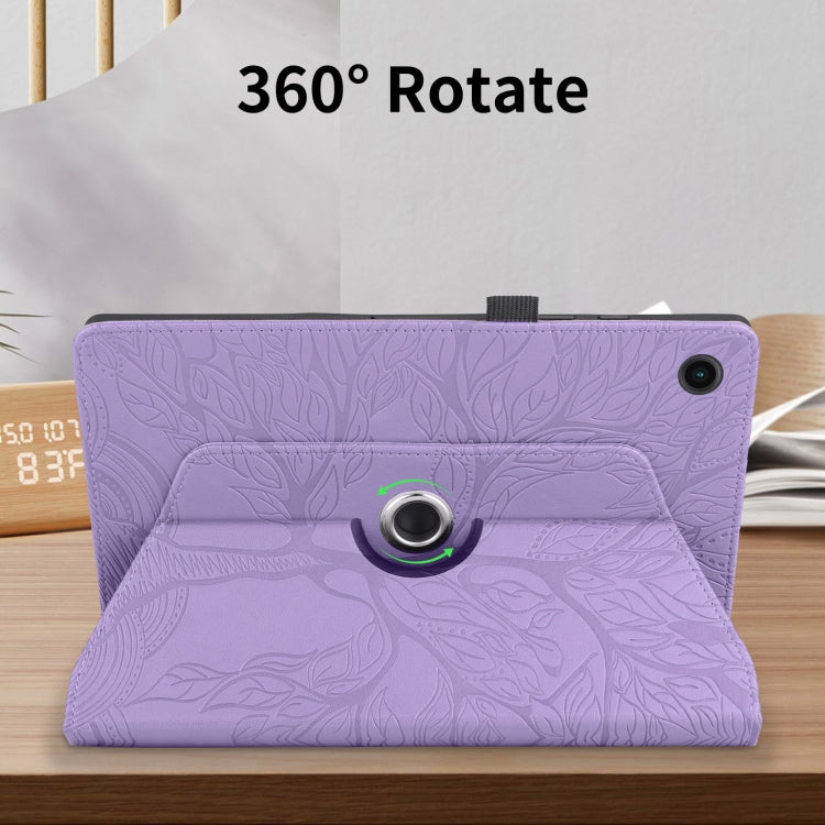 For Lenovo Tab M10 Plus 10.6 3rd Gen Tree Life Embossed Rotation Leather Smart Tablet Case(Purple) - Lenovo by PMC TechLife | Online Shopping South Africa | PMC TechLife | Buy Now Pay Later Mobicred