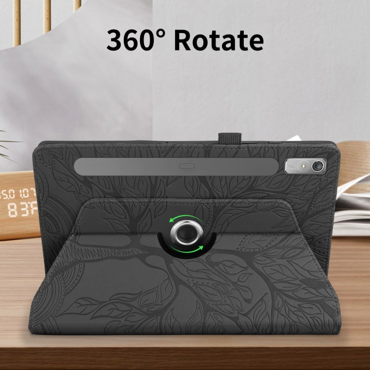 For Lenovo Tab P11 Pro 2nd / Xiaoxin Pad 11 Pro Tree Life Embossed Rotation Leather Tablet Case(Black) - Lenovo by PMC TechLife | Online Shopping South Africa | PMC TechLife | Buy Now Pay Later Mobicred