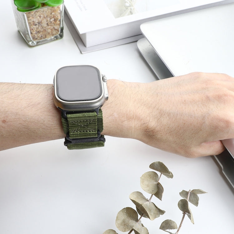 For Apple Watch Ultra 2 49mm AW Nylon Two-Section Watch Band(Army Green)