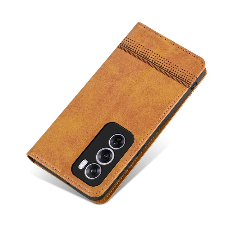 For OPPO Reno12 Global AZNS Magnetic Calf Texture Flip Leather Phone Case(Light Brown) - OPPO Cases by AZNS | Online Shopping South Africa | PMC Jewellery | Buy Now Pay Later Mobicred