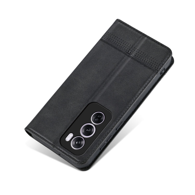 For OPPO Reno12 Global AZNS Magnetic Calf Texture Flip Leather Phone Case(Black) - OPPO Cases by AZNS | Online Shopping South Africa | PMC Jewellery | Buy Now Pay Later Mobicred