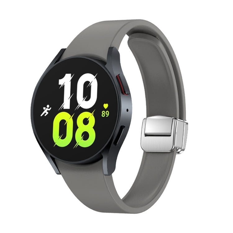 For Samsung Galaxy Watch 6 Magnetic Folding Silver Buckle Silicone Watch Band(Grey)