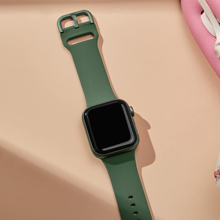 For Apple Watch SE 2022 44mm Pin Buckle Silicone Watch Band(Clover)