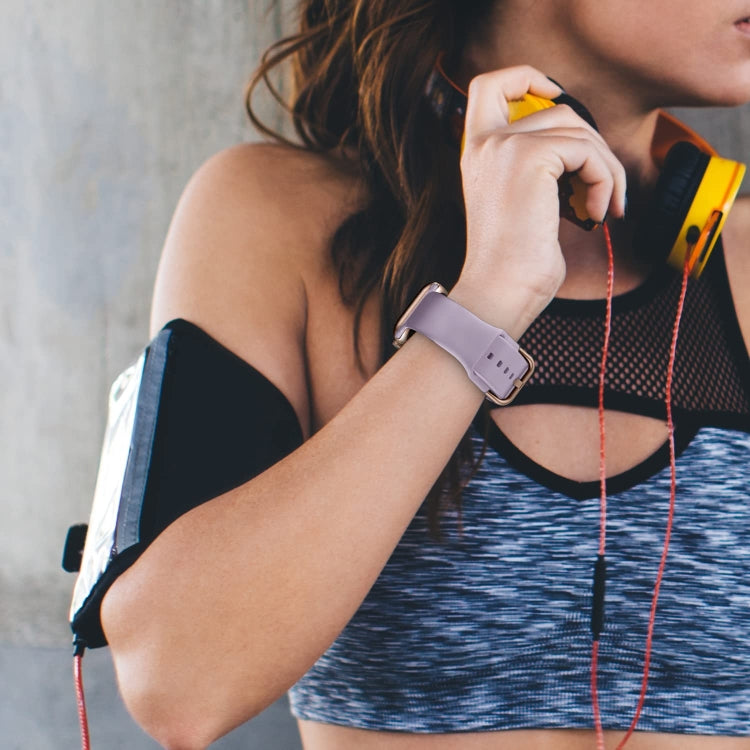 For Apple Watch SE 2022 44mm Pin Buckle Silicone Watch Band(Baby Purple)