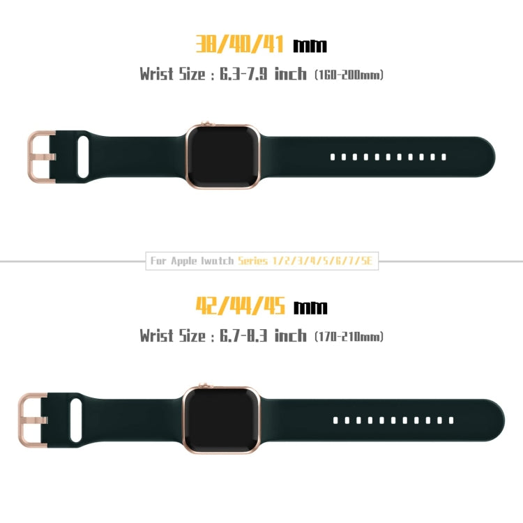For Apple Watch SE 2022 44mm Pin Buckle Silicone Watch Band(Dark Green)