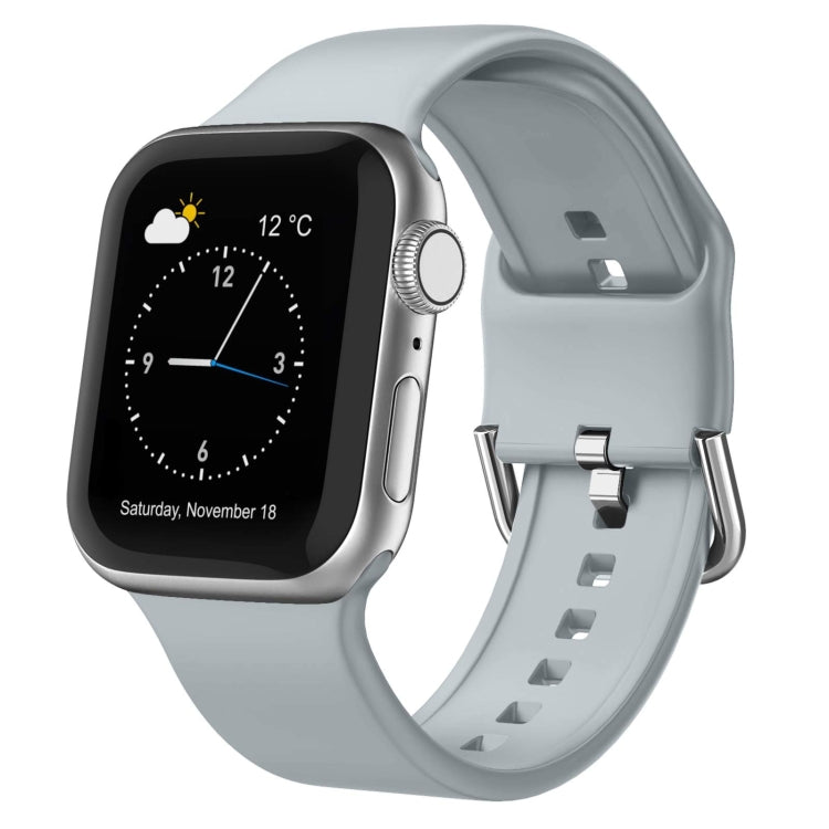 For Apple Watch SE 44mm Pin Buckle Silicone Watch Band(Light Grey)