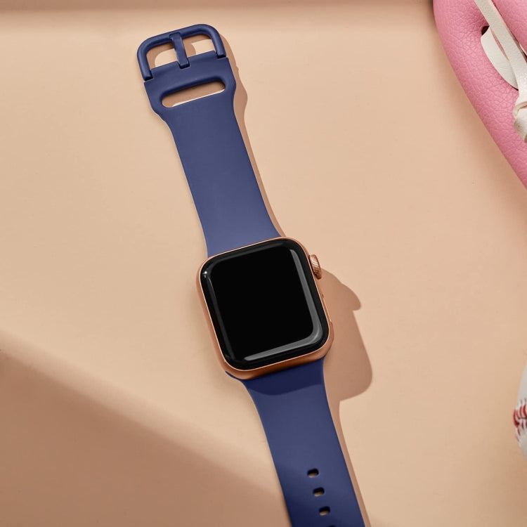 For Apple Watch SE 44mm Pin Buckle Silicone Watch Band(Violet Gray)