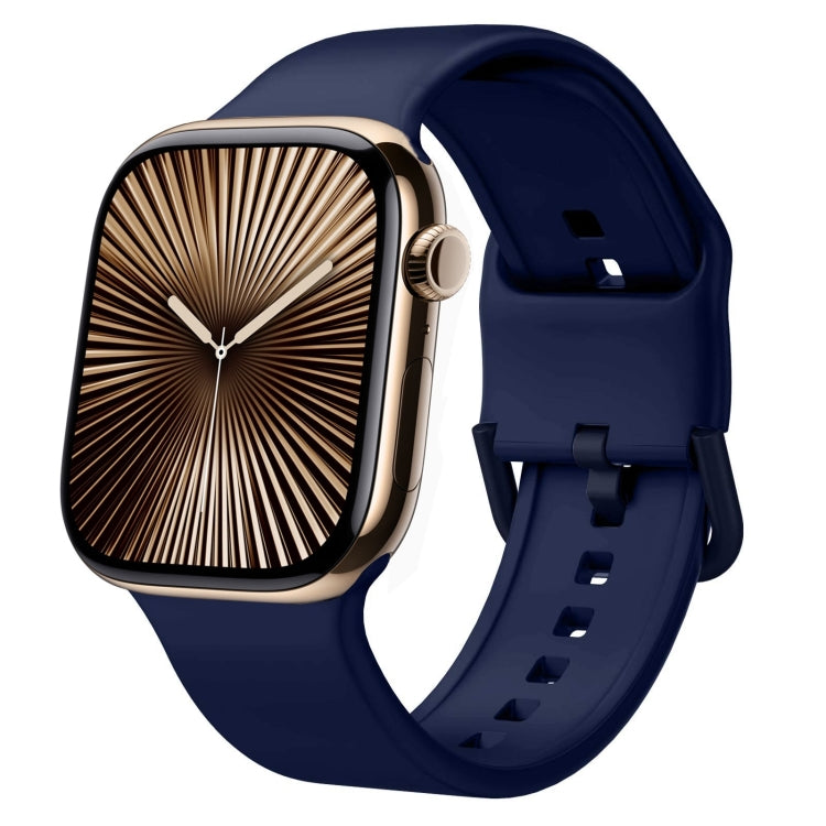 For Apple Watch Series 10 46mm Pin Buckle Silicone Watch Band(Midnight Blue)