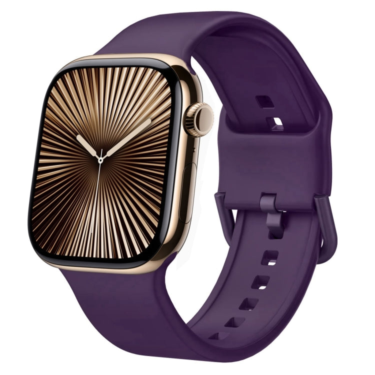 For Apple Watch Series 10 42mm Pin Buckle Silicone Watch Band(Dark Purple)