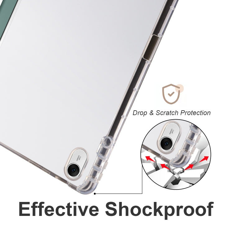 For Huawei MatePad 11.5 2023 3-folding Transparent TPU Smart Leather Tablet Case(Dark Night Green) - Huawei by PMC TechLife | Online Shopping South Africa | PMC TechLife | Buy Now Pay Later Mobicred