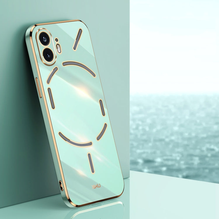 For Nothing Phone 2 XINLI Straight Edge 6D Electroplate TPU Phone Case(Mint Green)