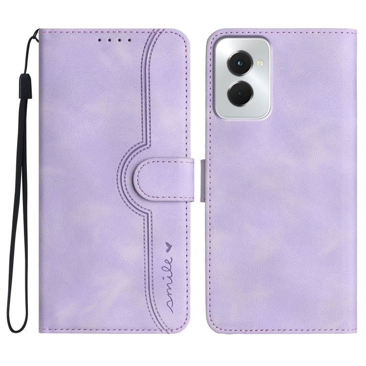 For Motorola Moto G Power 5G 2024 Heart Pattern Skin Feel Leather Phone Case(Purple)