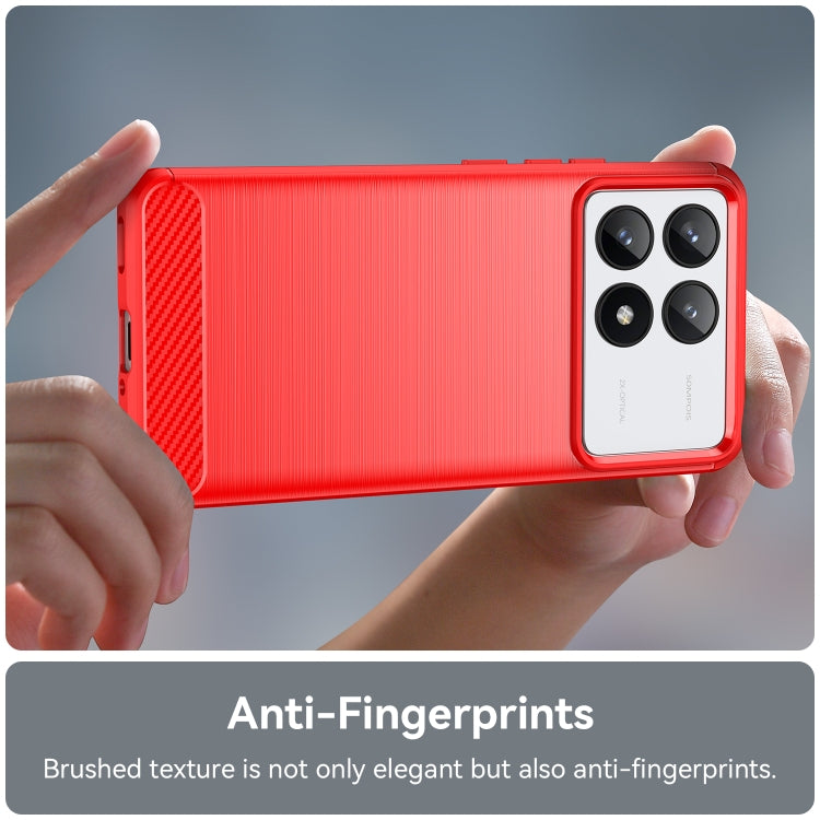 For Xiaomi Redmi K70 Pro Brushed Texture Carbon Fiber TPU Phone Case(Red)