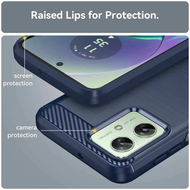 For Motorola Moto G54 Global Brushed Texture Carbon Fiber TPU Phone Case(Blue) - Motorola Cases by PMC TechLife | Online Shopping South Africa | PMC TechLife | Buy Now Pay Later Mobicred