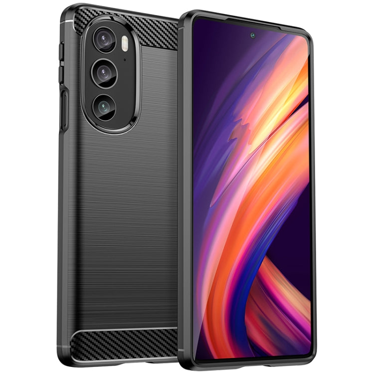 For Motorola Edge 30 Pro Brushed Texture Carbon Fiber TPU Phone Case(Black)