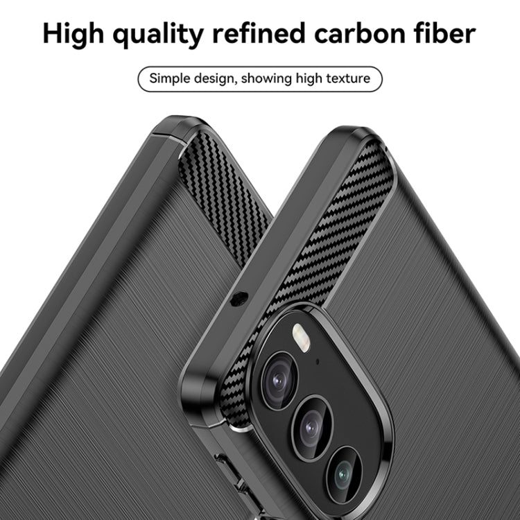 For Motorola Edge+ 2022 Brushed Texture Carbon Fiber TPU Phone Case(Black)