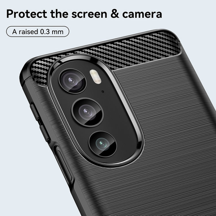 For Motorola Edge+ 2022 Brushed Texture Carbon Fiber TPU Phone Case(Black)